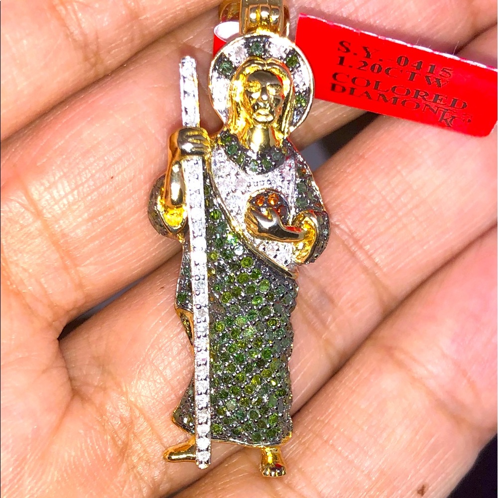 Jesus REAL DIAMOND pendant NOT CZ NOT LAB MADE Wow